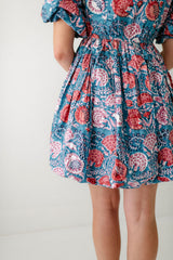 8.28 Boutique:Sohana,Sohana Veronica Bubble Hem Blue and Pink Dress,Dress