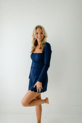 8.28 Boutique:TCEC,The Ellie Scallop Mini Dress in Navy,Dress