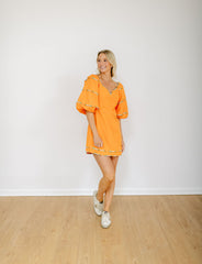 8.28 Boutique:Karlie Clothes,Karlie Sweetheart Orange Puff Sleeve Dress,Dress