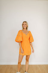 8.28 Boutique:Karlie Clothes,Karlie Sweetheart Orange Puff Sleeve Dress,Dress