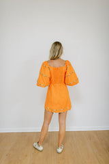 8.28 Boutique:Karlie Clothes,Karlie Sweetheart Orange Puff Sleeve Dress,Dress
