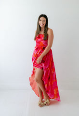 8.28 Boutique:Hutch,Hutch Lissi Strapless Ruched Mini Dress in Grenadine Painted Floral,Dress