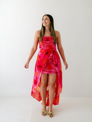8.28 Boutique:Hutch,Hutch Lissi Strapless Ruched Mini Dress in Grenadine Painted Floral,Dress