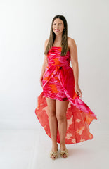 8.28 Boutique:Hutch,Hutch Lissi Strapless Ruched Mini Dress in Grenadine Painted Floral,Dress
