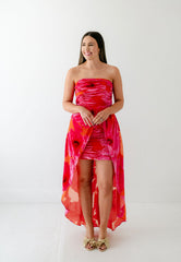 8.28 Boutique:Hutch,Hutch Lissi Strapless Ruched Mini Dress in Grenadine Painted Floral,Dress