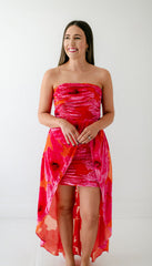 8.28 Boutique:Hutch,Hutch Lissi Strapless Ruched Mini Dress in Grenadine Painted Floral,Dress