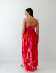 8.28 Boutique:Hutch,Hutch Lissi Strapless Ruched Mini Dress in Grenadine Painted Floral,Dress