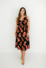 8.28 Boutique:Meet Me in Santorini,Meet Me in Santorini Scarlet Blossom Noir Bow Dress,Dress