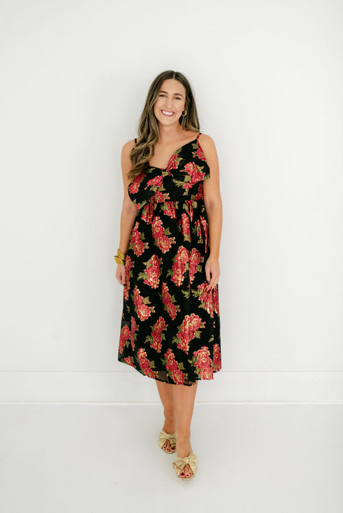 8.28 Boutique:Meet Me in Santorini,Meet Me in Santorini Scarlet Blossom Noir Bow Dress,Dress