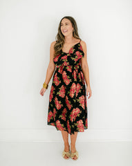 8.28 Boutique:Meet Me in Santorini,Meet Me in Santorini Scarlet Blossom Noir Bow Dress,Dress