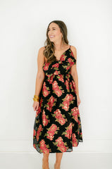 8.28 Boutique:Meet Me in Santorini,Meet Me in Santorini Scarlet Blossom Noir Bow Dress,Dress