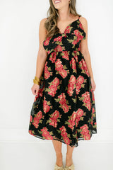 8.28 Boutique:Meet Me in Santorini,Meet Me in Santorini Scarlet Blossom Noir Bow Dress,Dress