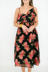 8.28 Boutique:Meet Me in Santorini,Meet Me in Santorini Scarlet Blossom Noir Bow Dress,Dress