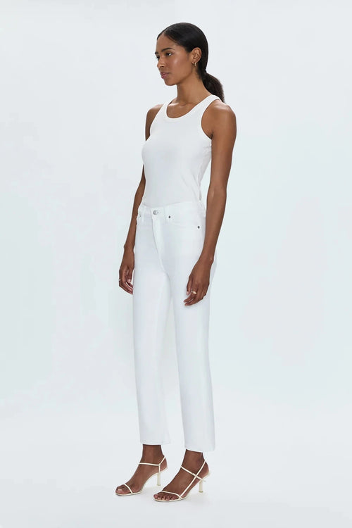 8.28 Boutique:PISTOLA DENIM,Lennon High Rise Crop Boot in Vivid White,Jeans