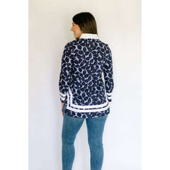 8.28 Boutique:Sail to Sable,Sail to Sable Long Sleeve Classic Tunic in Navy Hydrangea,Tops