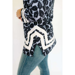 8.28 Boutique:Sail to Sable,Sail to Sable Long Sleeve Classic Tunic in Navy Hydrangea,Tops
