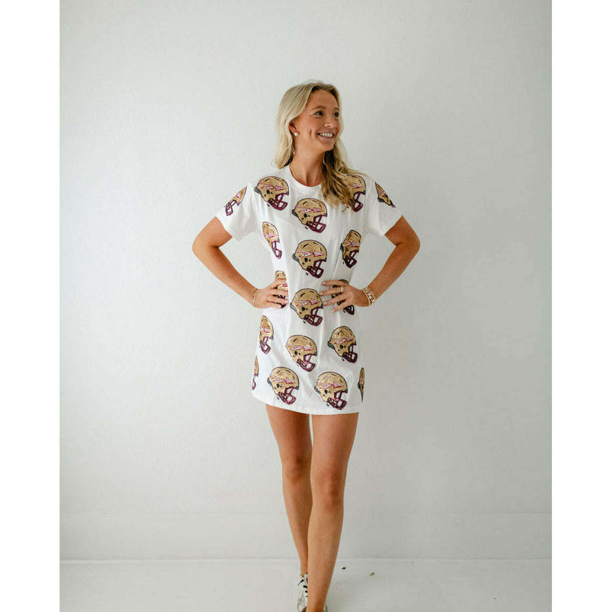 Queen of Sparkles White Fear the Spear Shirt Dress