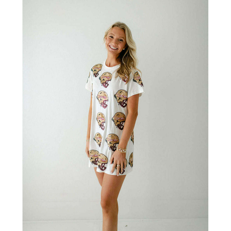 Queen of Sparkles White Fear the Spear Shirt Dress