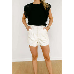 8.28 Boutique:Sincerely Ours,Sincerely Ours Modern Tailor Shorts in White Croc,short