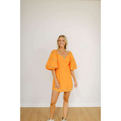 8.28 Boutique:Karlie Clothes,Karlie Sweetheart Orange Puff Sleeve Dress,Dress