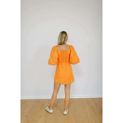 8.28 Boutique:Karlie Clothes,Karlie Sweetheart Orange Puff Sleeve Dress,Dress