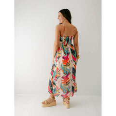 8.28 Boutique:Jade by Melody Tam,Jade Melody Tam Tropical Foliage Front Cross Halter Maxi,Dresses