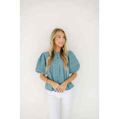 8.28 Boutique:Karlie Clothes,Karlie Denim Novelty Pleat Top,Shirts & Tops