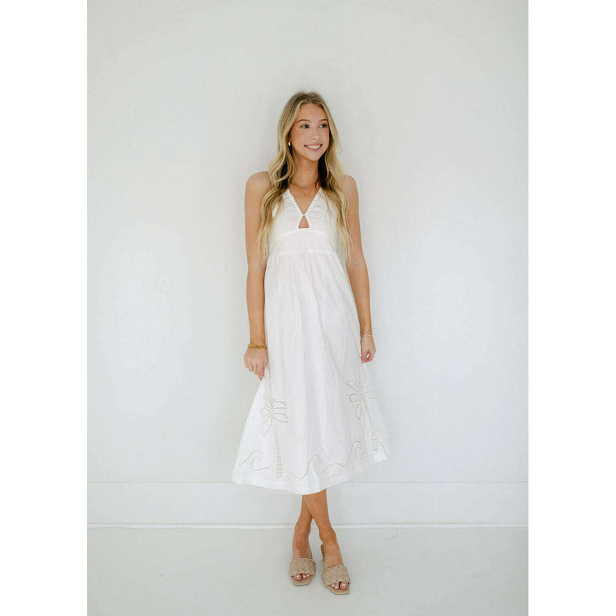 mink midi dress Mink Pink Romina Broderie Midi Dress, L / White