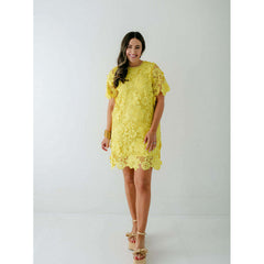8.28 Boutique:Jade by Melody Tam,Jade Melody Tam Yellow Lace Dress in Chemise,Dress