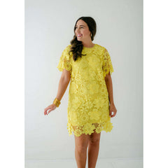 8.28 Boutique:Jade by Melody Tam,Jade Melody Tam Yellow Lace Dress in Chemise,Dress