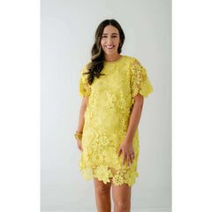 8.28 Boutique:Jade by Melody Tam,Jade Melody Tam Yellow Lace Dress in Chemise,Dress