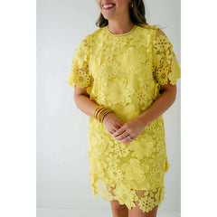 8.28 Boutique:Jade by Melody Tam,Jade Melody Tam Yellow Lace Dress in Chemise,Dress