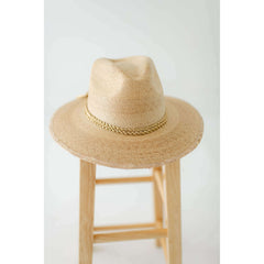 8.28 Boutique:Tipsy Threads,Tipsy Threads Gold Braid Natural Palm Hat,Hat
