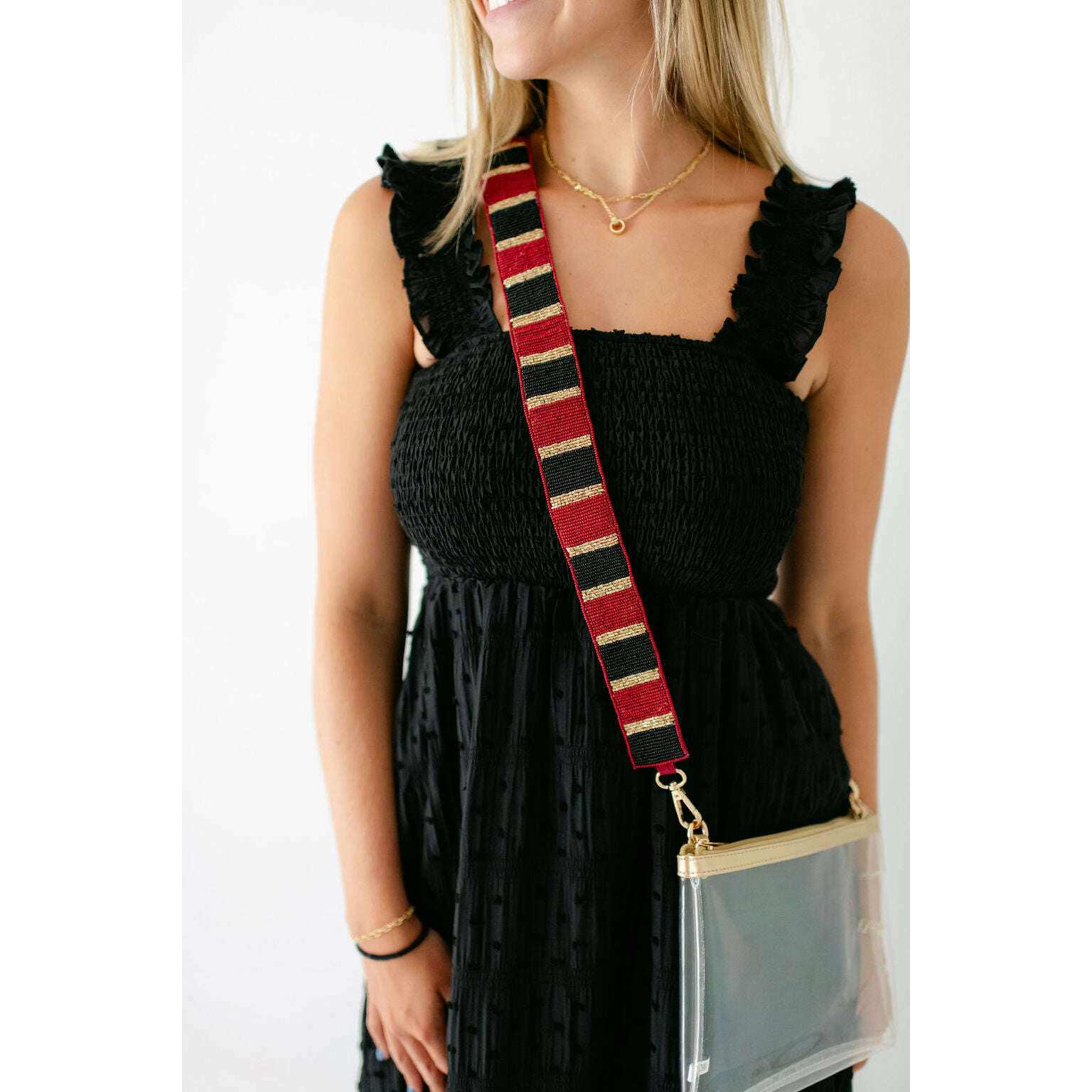 Garnet and Black Beaded Game Day Strap - Thumbnail 2
