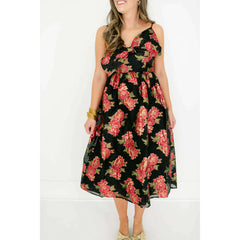 8.28 Boutique:Meet Me in Santorini,Meet Me in Santorini Scarlet Blossom Noir Bow Dress,Dress