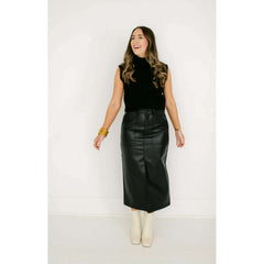 8.28 Boutique:PISTOLA DENIM,Pistola Alice Utility Black Faux Leather Midi Skirt in Slate Black,skirt