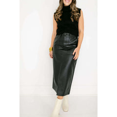8.28 Boutique:PISTOLA DENIM,Pistola Alice Utility Black Faux Leather Midi Skirt in Slate Black,skirt