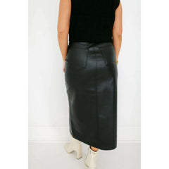 8.28 Boutique:PISTOLA DENIM,Pistola Alice Utility Black Faux Leather Midi Skirt in Slate Black,skirt