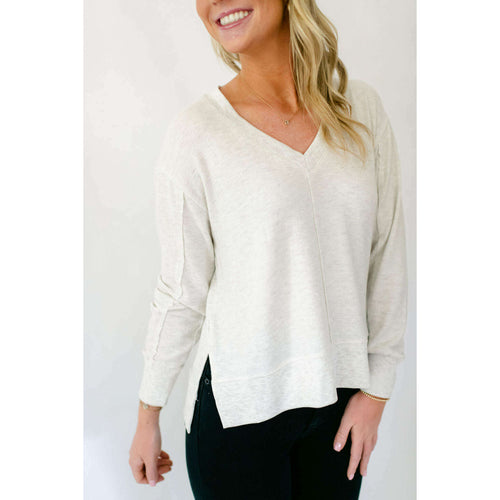8.28 Boutique:Z-Supply,Z-Supply Wilder Cloud V-Neck Top Light Oatmeal,Sweaters
