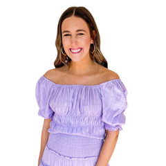 8.28 Boutique:Joy*Joy,Joy*Joy Smocked Top in Lilac,Shirts & Tops