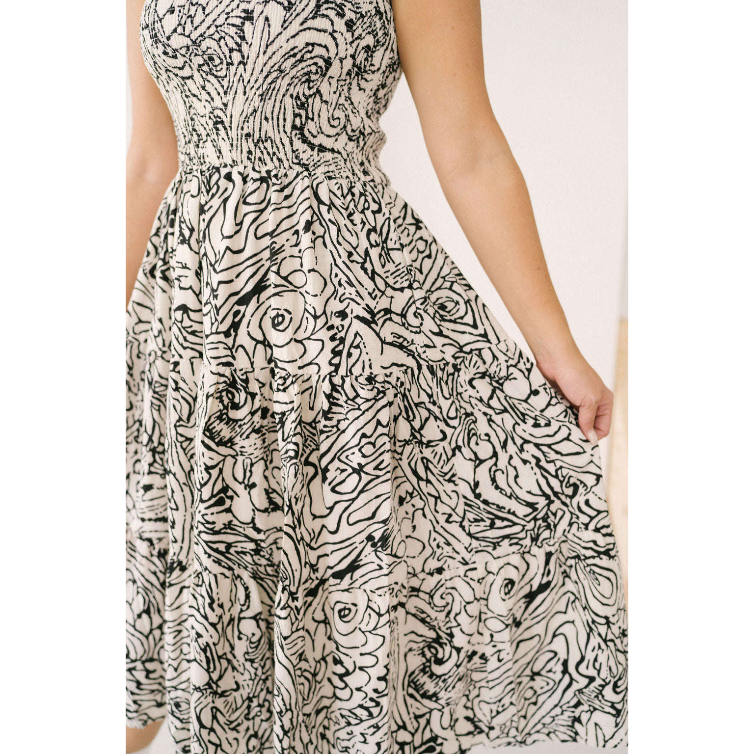 8.28 Boutique:Moodie,Moodie Cora Abstract Print Midi Dress,Dresses