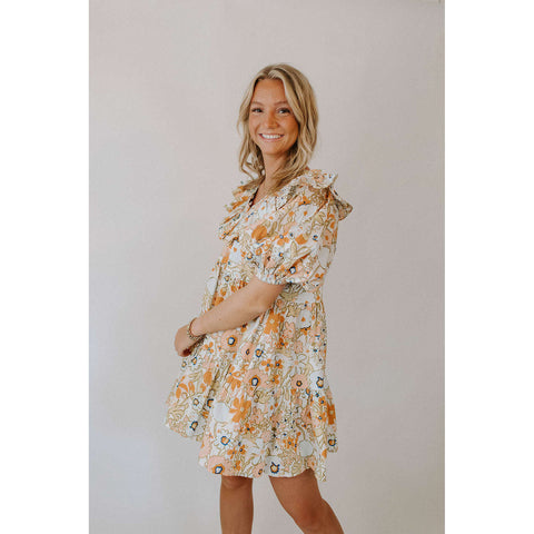 THML Red Floral Puff Sleeve Dress