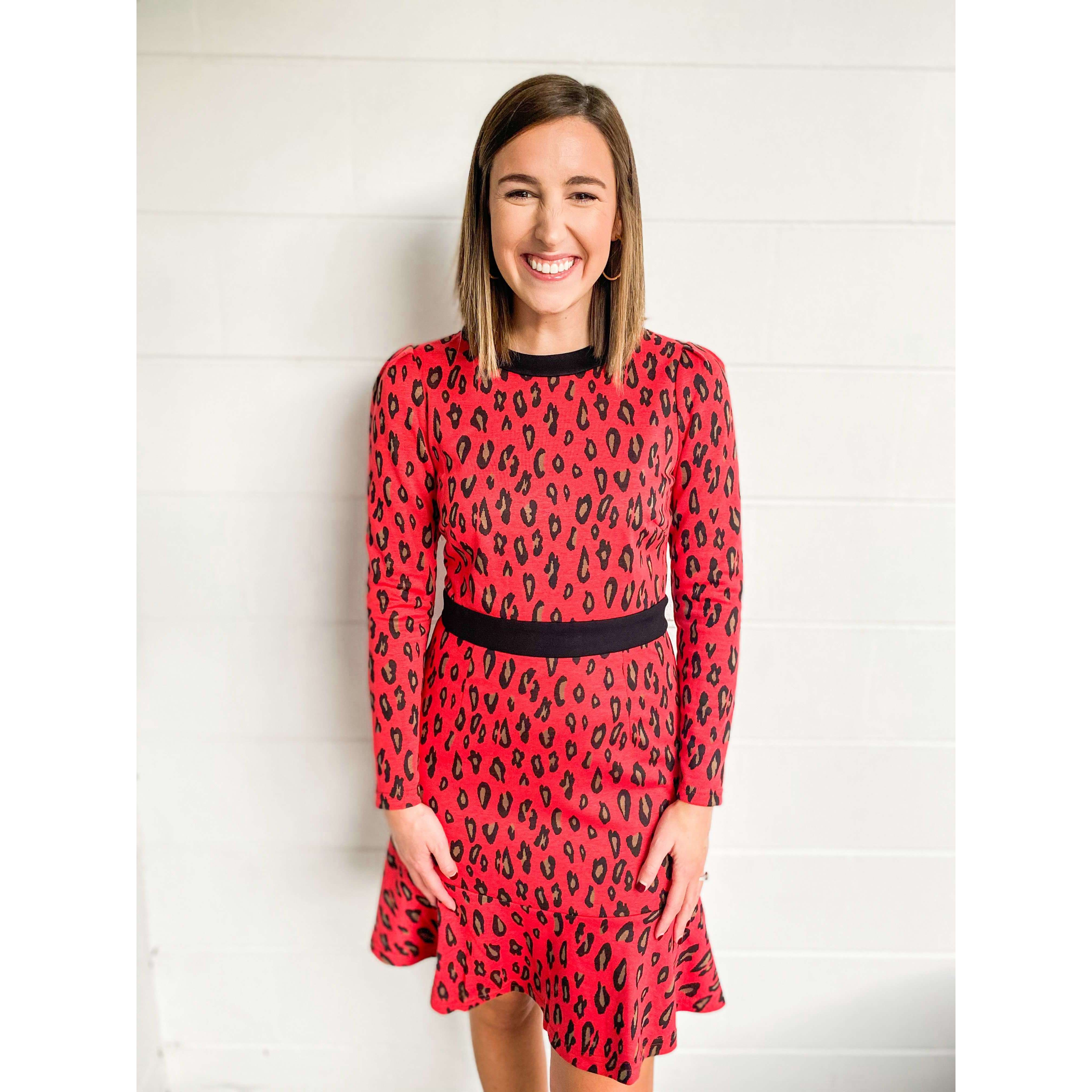 8.28 Boutique:Jade Melody Tam,Jade by Melody Tam Red Leopard Knit Dress,Dress