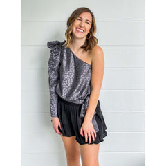 8.28 Boutique:DO + BE,The Amelia One Shoulder Animal Print Top,Tops