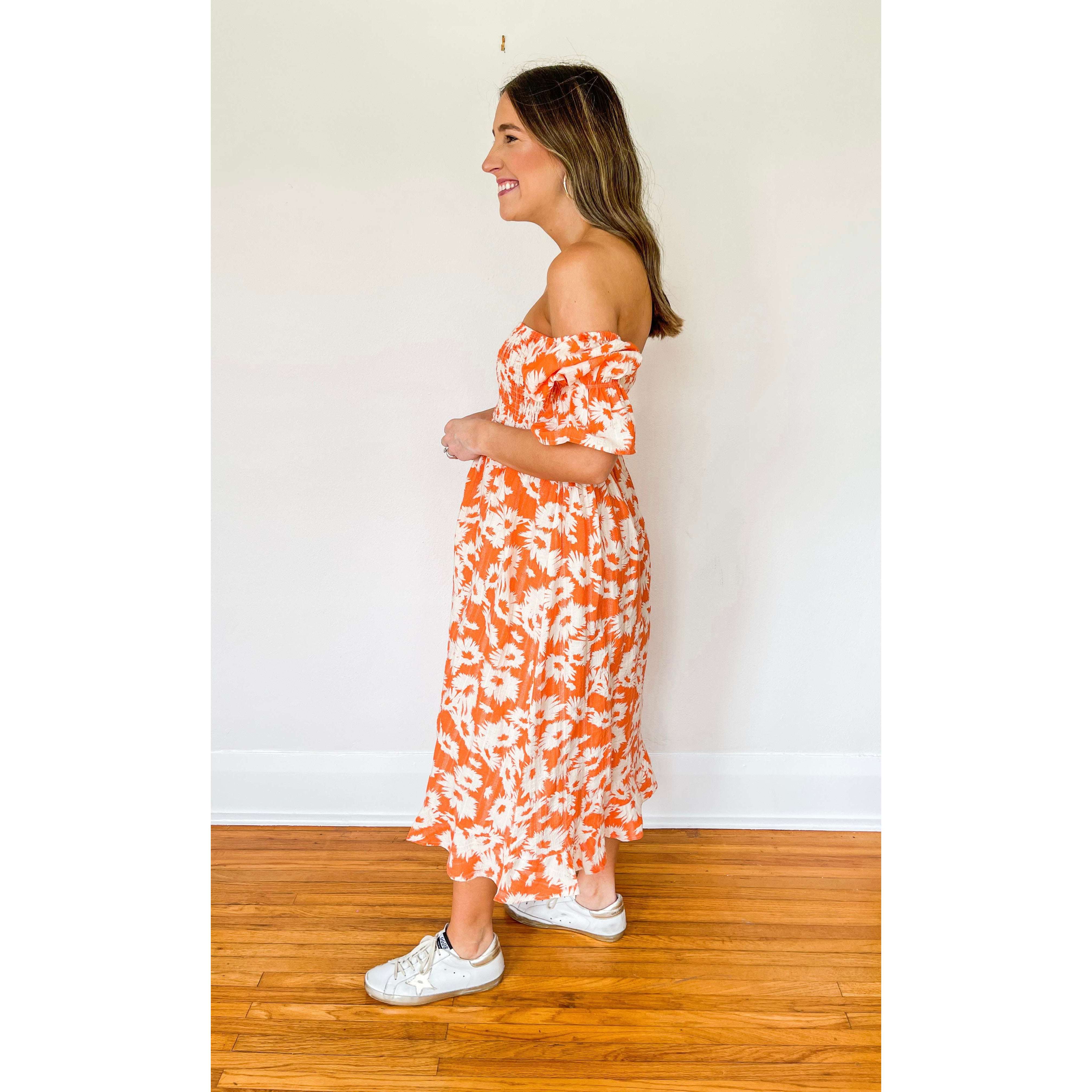 8.28 Boutique:Karlie Clothes,Karlie Clothes Orange Blossom Midi Dress,Dresses