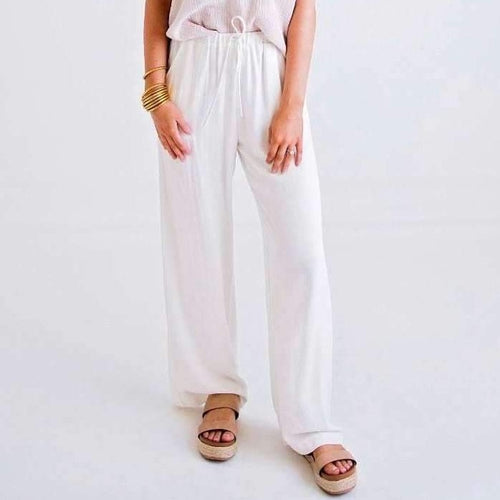 8.28 Boutique:Karlie Clothes,Karlie Clothes White Linen Gauze Drawstring Pant,Bottoms