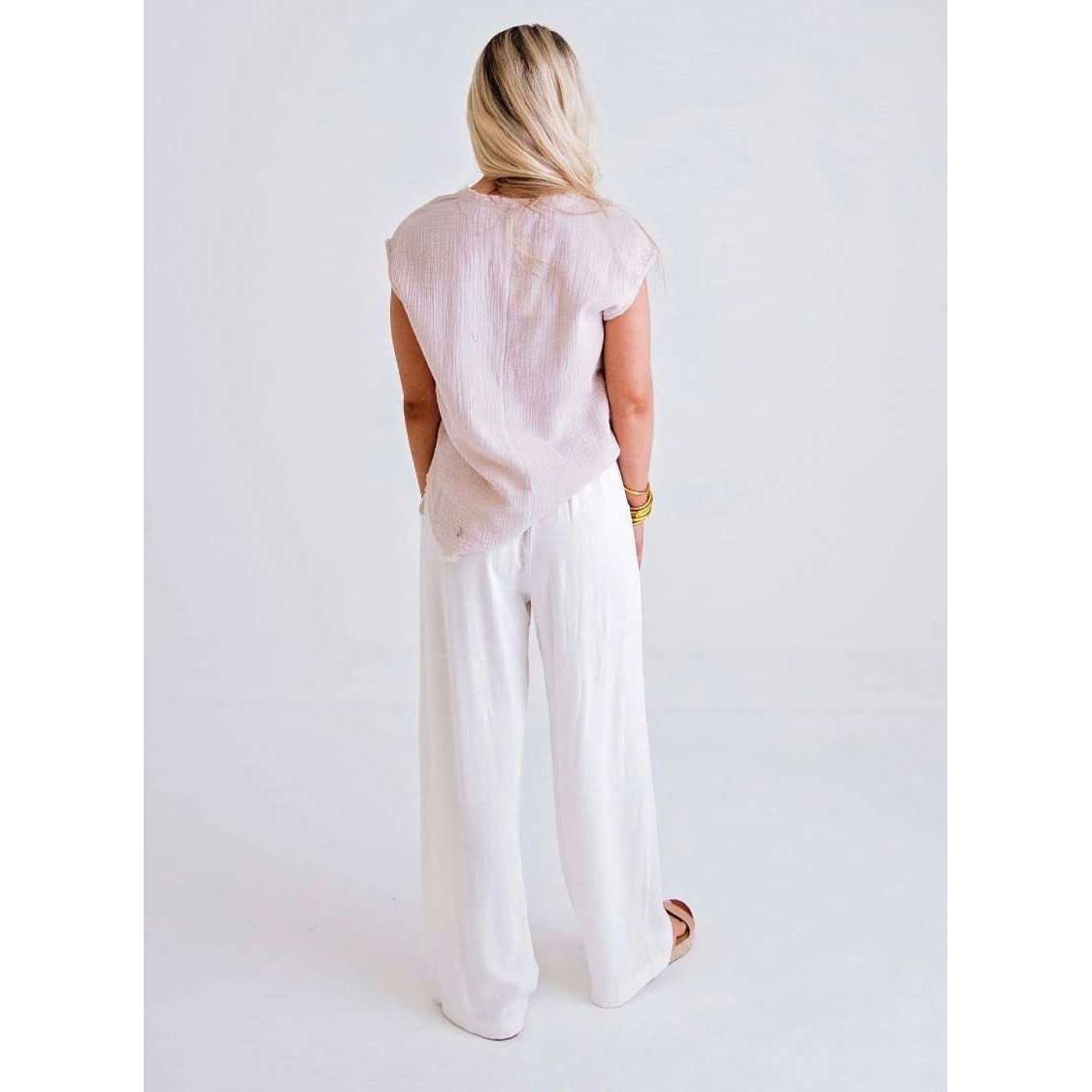 8.28 Boutique:Karlie Clothes,Karlie Clothes White Linen Gauze Drawstring Pant,Bottoms