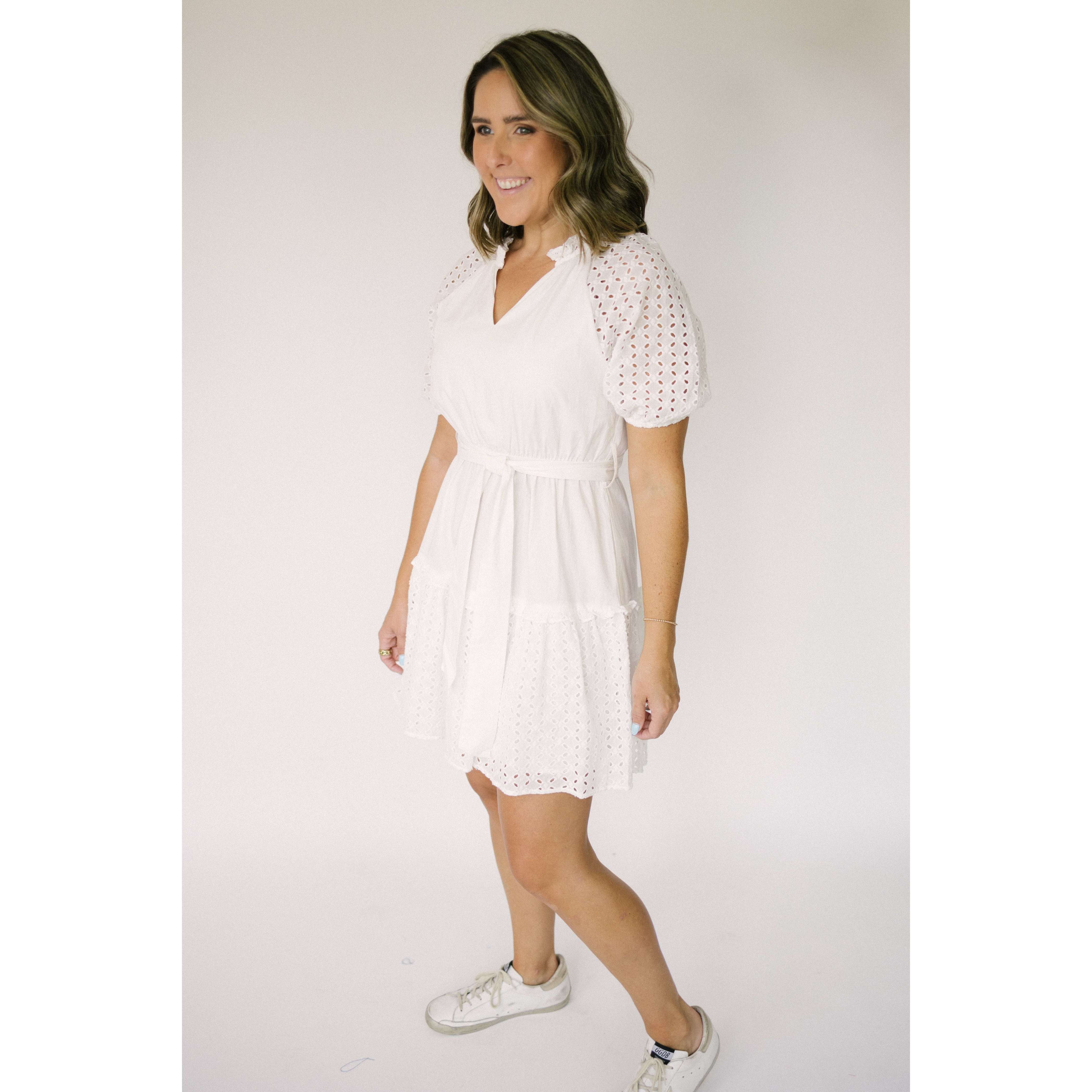 The Luna White Eyelet Dress, M / White The Luna White Eyelet Dress, M / White