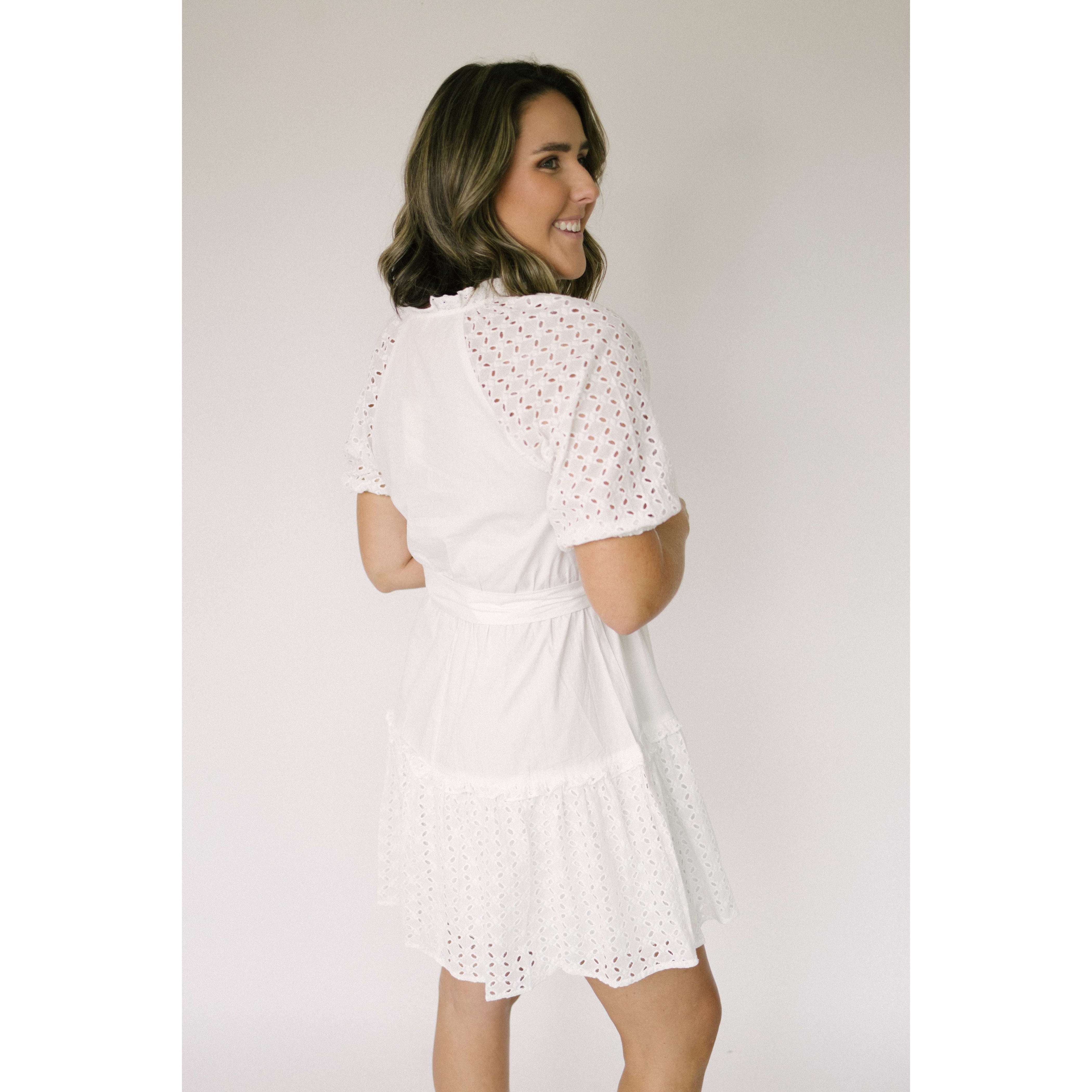 white boutique dresses The Luna White Eyelet Dress, M / White
