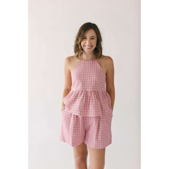 8.28 Boutique:Joy*Joy,Joy*Joy Pink Jacquard Halter Tie Back Top,Top